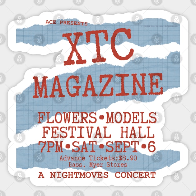 XTC/Magazine Australian Tour Print 1980 Sticker by Timeless Chaos